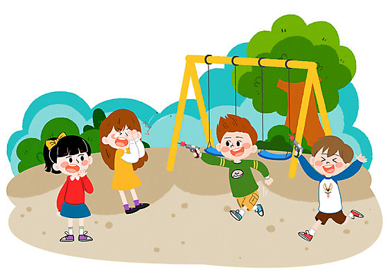PSD 나무 여자 남자 어린이 일러스트 안전 여러명 장난감 총 놀이터 위험 사건 그네 어린이사고 총알 국내일러스트 식물 무기 다수 컨셉 놀이 사람 파일형식