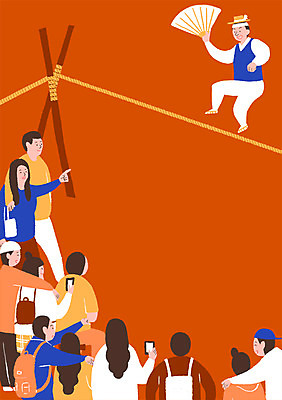 PSD 여자 남자 포스터 문화 예술 백그라운드 일러스트 문화예술 여러명 성인 부채 군중 한복 줄타기 무형문화재 줄타기광대 국내일러스트 한국전통 다수 사람 문화재 묘기 전통의상 파일형식