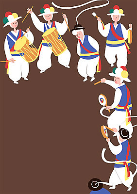 PSD 여자 남자 포스터 문화 예술 백그라운드 일러스트 문화예술 여러명 성인 한복 사물놀이 장구 소고 징 상모 사물놀이패 국내일러스트 한국전통 다수 타악기 국악기 사람 전통놀이 전통의상 전통공연 파일형식