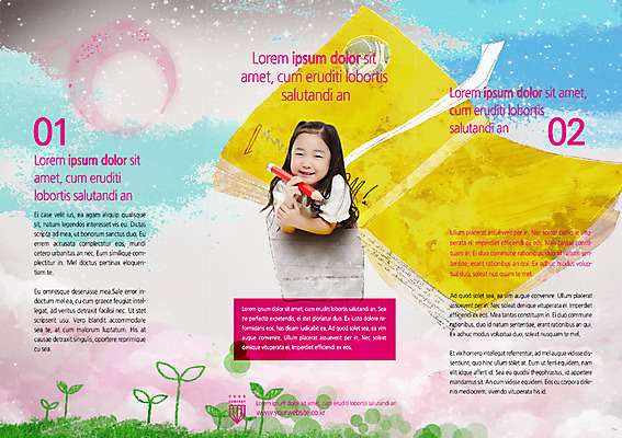 PSD 템플릿 편집 표지디자인 북디자인 여자 내지 어린이 백그라운드 북커버 3단접지 교재 한명 팜플렛 책 연필 새싹 한국인 이미지템플릿 식물 1 교육 리플렛 학용품 사람 동양인 필기구 파일형식