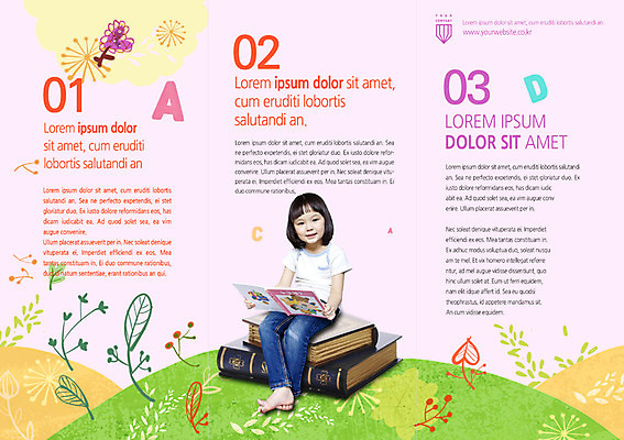 PSD 템플릿 편집 표지디자인 북디자인 여자 내지 어린이 백그라운드 북커버 3단접지 교재 한명 팜플렛 책 독서 한국인 풀잎 이미지템플릿 1 교육 리플렛 잎 사람 동양인 풀_식물 파일형식