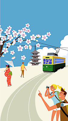 구름 여자 남자 여행 일본문화 일러스트 여러명 성인 야외 여행객 카메라 일본 사진촬영 봄 벚꽃 체험 기모노 일본인 일본여행 양산 전차 전통체험 고성 국내일러스트 AI파일 자연요소 외국인 동양문화 계절 꽃 아시아 육상교통 외국문화 해외여행 다수 컨셉 대중교통 사람 동양인 전자제품 촬영 일본전통의상 파일형식 벡터