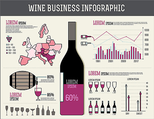 와인잔 일러스트 비즈니스 통계 포도 그래프 사람없음 와인 자료 인포그래픽 와인병 국내일러스트 AI파일 술잔 과일 병_용기 주류 파일형식 벡터
