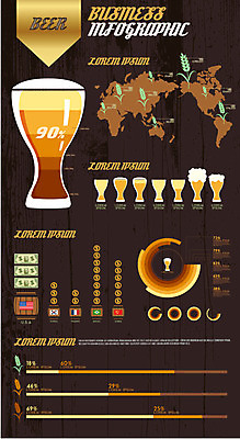 세계지도 일러스트 비즈니스 통계 그래프 맥주 사람없음 자료 인포그래픽 보리 맥주잔 국내일러스트 AI파일 지도 술잔 곡류 주류 세계 파일형식 벡터