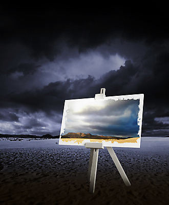 포토 JPG 해외이미지 구름 모래 미술 풍경 사람없음 어둠 페인트 사막 이젤 그림 캔버스 지원 해외202004 해외포토 자연요소 문화예술 미술도구 파일형식 이미지허브