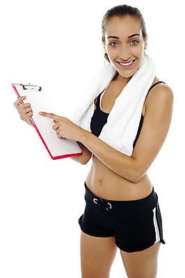 포토 JPG 해외이미지 응시 여자 한명 들기 상반신 성인 운동복 수건 건강관리 가리킴 서류판 성인여자한명만 해외포토 1 시선 옷 모션 건강 관리 사람 손짓 위생용품 사무용품 여자한명만 성인여자만 파일형식 이미지허브