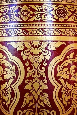 포토 JPG 해외이미지 전통 아시아 문화 잎 패턴 불교 태국 미술 사람없음 장식 빨간색 갈색 골동품 깃발 기둥 황금 고급 심볼 묘사 그림 강렬 옛날 핸드메이드 해외202004 해외포토 식물 건축 나라 종교 컬러 컨셉 무늬 문화예술 파일형식 이미지허브