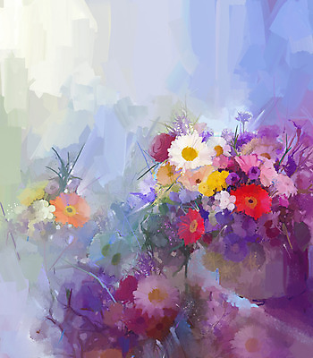 JPG 해외이미지 꽃 일러스트 사람없음 보라색 그림 손그림 유화 해외202004 해외일러스트 식물 컬러 미술 파일형식 이미지허브