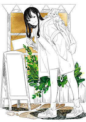 PSD 식물 한마리 여자 가방 일러스트 함께함 한명 성인 반려동물 고양이 화목 다정 화단 소통 외출준비 국내일러스트 동물 1 잡화 컨셉 포유류 사람 준비 파일형식