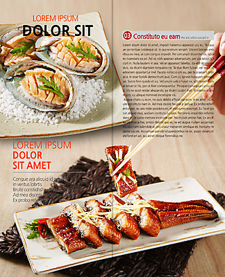 PSD 템플릿 편집 접시 표지디자인 북디자인 손 출판디자인 내지 음식 리플렛 2단접지 북커버 젓가락 한명 사람 팜플렛 신체부위 전복 장어구이 전복회 이미지템플릿 1 식기 어패류 수저 회 장어 생선요리 파일형식