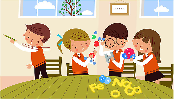 나무 구름 학생 여자 남자 교복 의자 일러스트 창문 학교 청소년 여러명 스쿨라이프 책상 과학교육 원소기호 국내일러스트 AI파일 자연요소 식물 라이프스타일 기호 옷 교육 과학 가구 다수 사람 파일형식 벡터