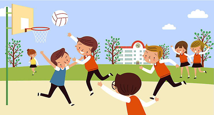 주간 나무 구름 학생 여자 남자 교복 일러스트 학교 청소년 농구 여러명 야외 운동 스쿨라이프 운동장 농구대 배구공 쉬는시간 국내일러스트 AI파일 자연요소 식물 라이프스타일 옷 교육 스포츠용품 다수 공 스포츠시설 휴식 건강 사람 구기 공간 배구 골대 파일형식 벡터