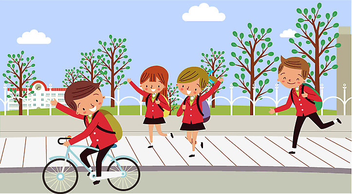 주간 나무 구름 학생 여자 남자 교복 가방 일러스트 학교 청소년 여러명 야외 울타리 스쿨라이프 자전거 등교 국내일러스트 AI파일 자연요소 식물 라이프스타일 잡화 옷 교육 다수 사람 담장 바이크 등하교 파일형식 벡터