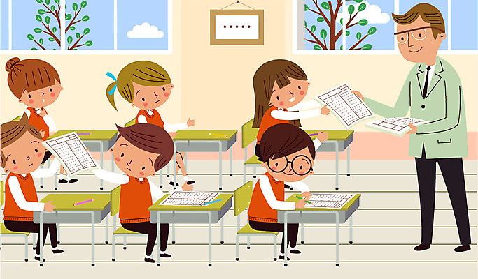 나무 구름 학생 여자 남자 교복 의자 일러스트 창문 교실 학교 청소년 실내 여러명 성인 스쿨라이프 교사 책상 시험지 시험시간 국내일러스트 AI파일 자연요소 식물 직업 라이프스타일 옷 교육 가구 다수 사람 내부 시험 파일형식 벡터