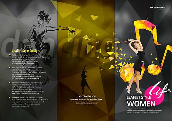 PSD 서양인 템플릿 편집 표지디자인 북디자인 출판디자인 여자 표지 실루엣 리플렛 포즈 북커버 3단접지 팜플렛 성인 취미 세명 춤 삼각형 8분음표 댄스스포츠 이미지템플릿 도형 외국인 스포츠 음표 문화예술 촬영기법 사람 파일형식