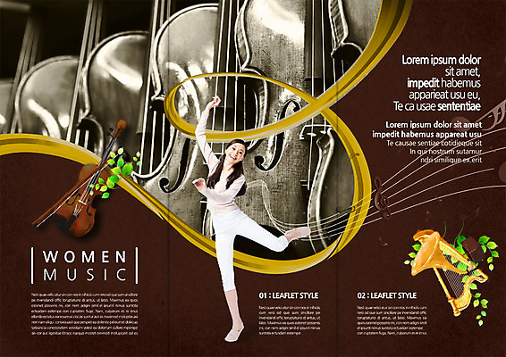 전신 PSD 외국인 템플릿 편집 표지디자인 북디자인 출판디자인 여자 내지 음악 리플렛 포즈 북커버 3단접지 한명 동양인 팜플렛 성인 취미 앞모습 춤 나팔 바이올린 하프 이미지템플릿 1 악기 뷰포인트 현악기 문화예술 사람 인종 파일형식