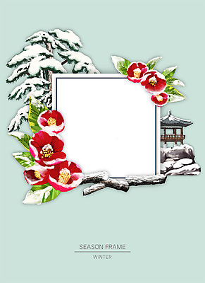 PSD 계절 꽃 종이 잎 겨울 일러스트 자연 프레임 사람없음 눈 소나무 장작 정자 동백 꽃프레임 자연물 프레임일러스트 국내일러스트 자연요소 나무 식물 건축물 날씨 생태계 파일형식