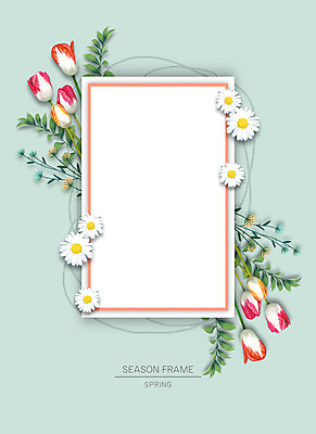 PSD 계절 꽃 종이 잎 일러스트 자연 프레임 사람없음 봄 튤립 꽃프레임 자연물 프레임일러스트 국내일러스트 식물 생태계 파일형식
