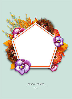 PSD 계절 꽃 종이 낙엽 잎 일러스트 자연 프레임 사람없음 벼 가을 밤송이 꽃프레임 자연물 프레임일러스트 국내일러스트 식물 곡류 밤_견과류 생태계 파일형식