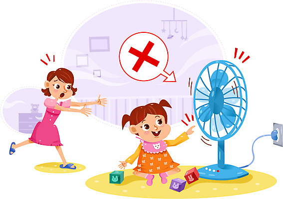 여자 딸 어린이 일러스트 엄마 성인 두명 장난감 선풍기 위험 어린이사고 국내일러스트 AI파일 컨셉 가족 사람 가전제품 사건 파일형식 벡터