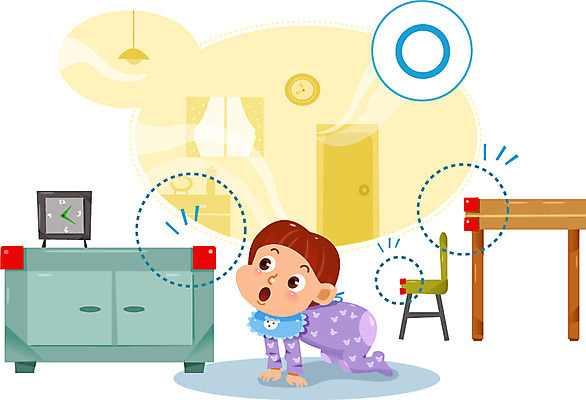 남자 어린이 시계 의자 일러스트 식탁 한명 안전 모서리 보호 서랍장 어린이사고 국내일러스트 AI파일 1 가구 컨셉 탁자 사람 사건 파일형식 벡터