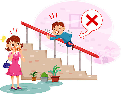 여자 남자 화분 어린이 일러스트 난간 성인 두명 계단 위험 어린이사고 국내일러스트 AI파일 컨셉 사람 사건 파일형식 벡터