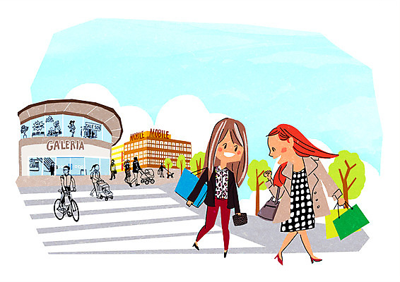 PSD 나무 여자 남자 가방 일러스트 여러명 성인 쇼핑 쇼핑백 자전거 횡단보도 즐거움 유모차 백화점 설레임 길거리공연 국내일러스트 식물 잡화 감정 다수 사람 상점 바이크 공연 아기용품 보행로 파일형식