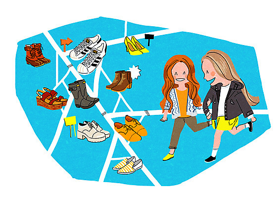 PSD 여자 구두 운동화 신발 일러스트 거리 성인 두명 쇼핑 즐거움 설레임 국내일러스트 감정 사람 파일형식