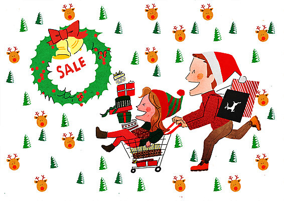 PSD 커플 여자 남자 일러스트 털모자 선물 성인 두명 쇼핑 쇼핑백 크리스마스트리 세일 카트 루돌프 즐거움 설레임 국내일러스트 모자_잡화 감정 크리스마스 가방 관계 사슴 사람 파일형식