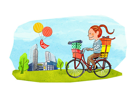 PSD 나무 여자 일러스트 한명 빌딩 성인 선물상자 쇼핑 세일 자전거 즐거움 애드벌룬 설레임 국내일러스트 식물 1 감정 선물 사람 건물 상자 바이크 파일형식