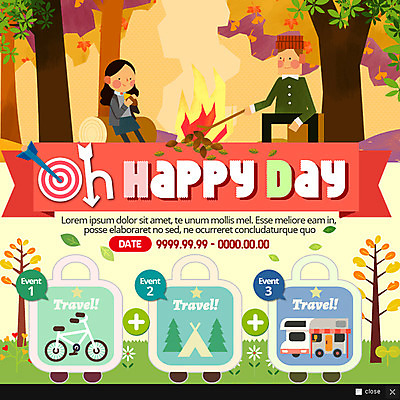 PSD 나무 템플릿 커플 여자 남자 웹템플릿 팝업 이벤트팝업 웹팝업 텐트 이벤트 성인 두명 자전거 캠핑 과녁판 모닥불 이미지템플릿 식물 관계 불 레저 캠핑도구 사람 바이크 파일형식