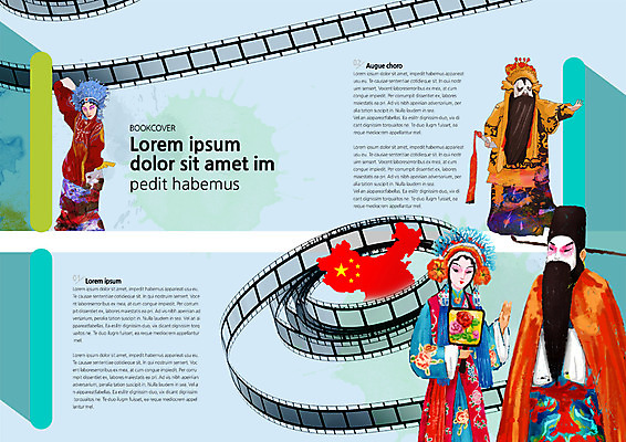 PSD 템플릿 편집 표지디자인 북디자인 출판디자인 여자 남자 내지 리플렛 여행 북커버 팜플렛 여러명 상반신 앞모습 중국 오성홍기 필름 중국전통 경극 이미지템플릿 전통 아시아 뷰포인트 다수 사람 국기 파일형식