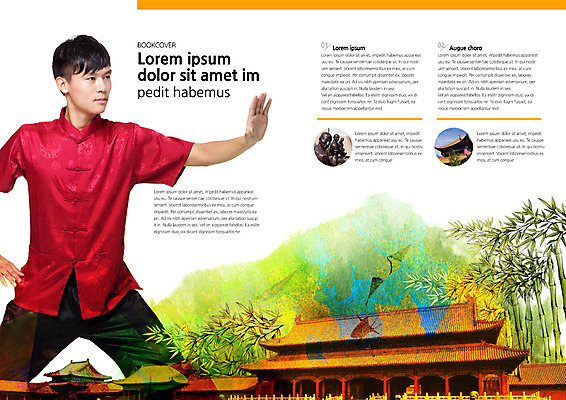 PSD 템플릿 편집 표지디자인 북디자인 출판디자인 남자 내지 리플렛 여행 북커버 한명 서기 팜플렛 상반신 성인 앞모습 중국 대나무 쿵후 이미지템플릿 나무 1 아시아 뷰포인트 모션 사람 무도_무술 파일형식