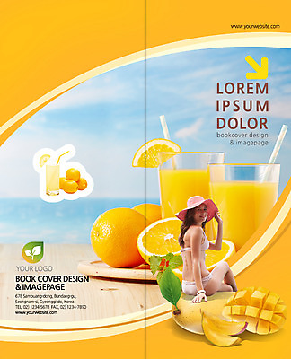 PSD 백인 템플릿 편집 표지디자인 북디자인 출판디자인 여자 표지 리플렛 2단접지 북커버 오렌지 한명 팜플렛 20대 성인 비키니 노란색 오렌지주스 레몬 레몬주스 망고 망고주스 챙모자 청년여자한명만 성인여자한명만 이미지템플릿 서양인 모자_잡화 1 수영복 컬러 과일 사람 청년 과일주스 열대과일 여자한명만 성인여자만 청년여자만 파일형식