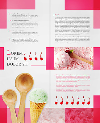 PSD 템플릿 편집 표지디자인 북디자인 출판디자인 내지 리플렛 2단접지 북커버 아이스크림 팜플렛 사람없음 체리 나무숟가락 체리아이스크림 이미지템플릿 과일 디저트 숟가락 파일형식