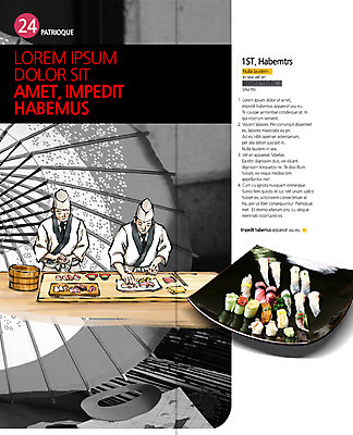 PSD 템플릿 편집 접시 표지디자인 북디자인 출판디자인 남자 내지 리플렛 2단접지 북커버 요리 팜플렛 상반신 성인 두명 앞모습 일본 요리사 초밥 일본우산 이미지템플릿 직업 식기 아시아 뷰포인트 우산 사람 일본음식 파일형식