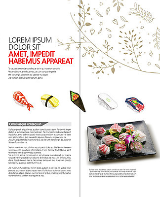 PSD 템플릿 편집 표지디자인 북디자인 출판디자인 내지 리플렛 2단접지 북커버 팜플렛 사람없음 일본 초밥 생선회 데마끼 일본음식 이미지템플릿 아시아 음식 회 파일형식