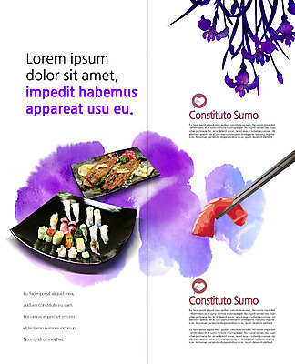 PSD 템플릿 편집 표지디자인 북디자인 출판디자인 내지 리플렛 2단접지 북커버 젓가락 팜플렛 사람없음 일본 초밥 생선회 붓꽃 장어구이 일본음식 이미지템플릿 꽃 아시아 음식 수저 회 장어 생선요리 파일형식