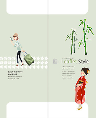 PSD 템플릿 편집 표지디자인 북디자인 출판디자인 여자 표지 리플렛 2단접지 북커버 팜플렛 두명 여행객 캐리어 일본 기모노 일본여행 대나무 이미지템플릿 나무 아시아 해외여행 사람 여행가방 일본전통의상 파일형식