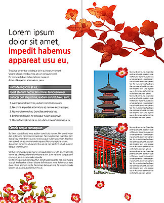 PSD 템플릿 편집 표지디자인 북디자인 출판디자인 꽃 내지 리플렛 고건축 2단접지 북커버 팜플렛 사람없음 일본 일본여행 일본건축 이미지템플릿 식물 건축물 아시아 해외여행 동양건축 파일형식