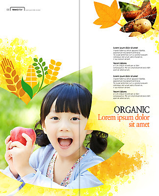 PSD 템플릿 편집 표지디자인 북디자인 출판디자인 여자 내지 어린이 음식 리플렛 단풍 낙엽 2단접지 북커버 감자 옥수수 입벌림 한명 팜플렛 상반신 당근 한국인 벼 가을 사과 유기농 보리 이미지템플릿 1 웰빙 계절 잎 채소 과일 곡류 뿌리채소 표정 사람 동양인 파일형식