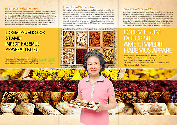 PSD 템플릿 편집 표지디자인 북디자인 출판디자인 여자 내지 리플렛 북커버 3단접지 의학 종류 한명 팜플렛 성인 한의학 한국인 약재 한약재 60대 이미지템플릿 1 노년 사람 동양인 약 파일형식