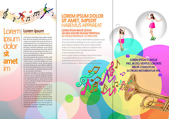 PSD 외국인 템플릿 편집 표지디자인 북디자인 출판디자인 여자 실루엣 내지 음악 리플렛 포즈 북커버 음표 3단접지 팜플렛 여러명 20대 성인 취미 춤 트럼펫 이미지템플릿 기호 다수 문화예술 촬영기법 사람 인종 청년 금관악기 파일형식