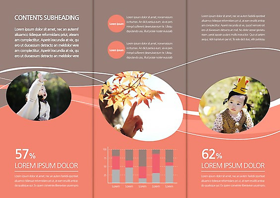 템플릿 편집 표지디자인 북디자인 출판디자인 여자 내지 리플렛 낙엽 북커버 3단접지 그래프 팜플렛 상반신 앞모습 세명 한국인 아기 이미지템플릿 AI파일 뷰포인트 잎 사람 동양인 파일형식 벡터