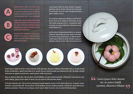 템플릿 편집 그릇 표지디자인 북디자인 출판디자인 내지 리플렛 북커버 3단접지 떡 종류 팜플렛 사람없음 뚜껑 꽃바람떡 이미지템플릿 AI파일 식기 파일형식 벡터