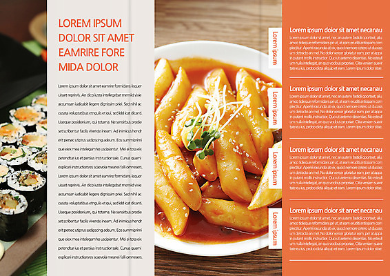 템플릿 편집 표지디자인 북디자인 출판디자인 내지 리플렛 북커버 3단접지 팜플렛 사람없음 떡볶이 김밥 이미지템플릿 AI파일 음식 분식 파일형식 벡터