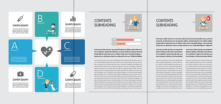 템플릿 편집 표지디자인 북디자인 출판디자인 여자 내지 리플렛 북커버 3단접지 의학 팜플렛 여러명 치료 뷰티 진료 수의사 반려 이미지템플릿 AI파일 다수 사람 의사 파일형식 벡터