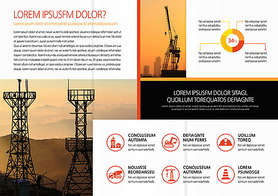 주간 템플릿 편집 표지디자인 북디자인 출판디자인 건축 내지 리플렛 북커버 3단접지 팜플렛 사람없음 야외 일몰 건설현장 기중기 이미지템플릿 AI파일 자연요소 건설업 노을 중장비 파일형식 벡터