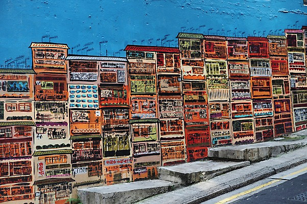 포토 JPG 주간 해외 아시아 벽 사람없음 야외 계단 벽화 그림 홍콩 국내포토 자연요소 나라 중국 파일형식