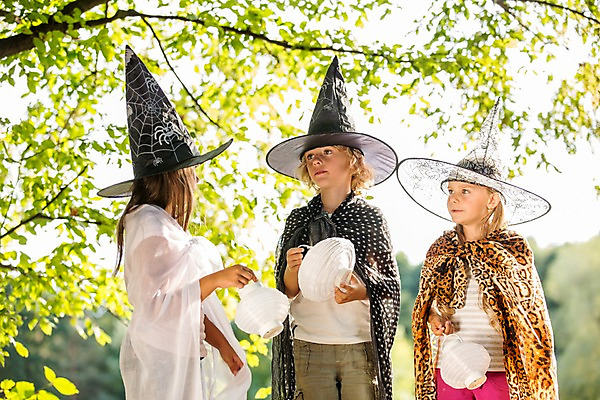 포토 JPG 주간 서양인 해외 공원 여자 남자 어린이 상반신 야외 앞모습 세명 할로윈 망토 체코 마녀모자 사탕바구니 어린이만 국내포토 자연요소 외국인 모자_잡화 공공시설 유럽 뷰포인트 사탕 사람 바구니 파일형식